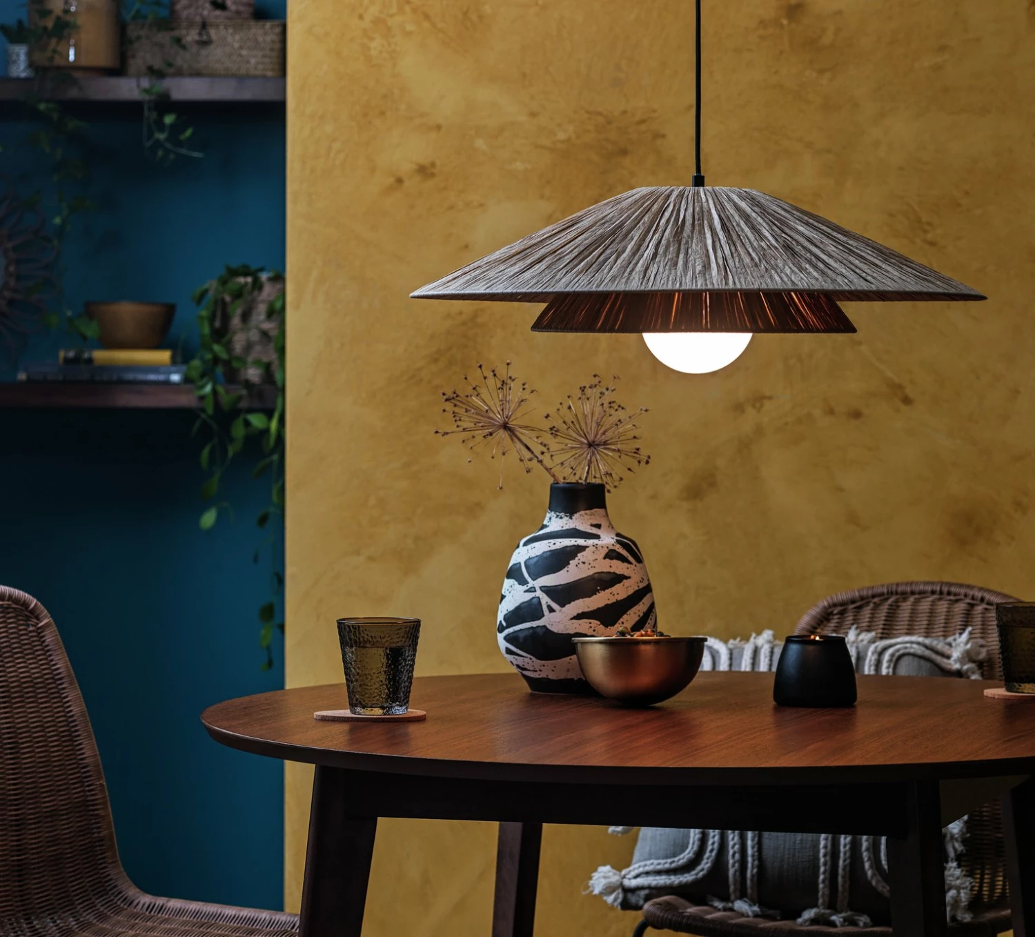 Habitat Guii 2 Tier Rattan Pendant Light - Natural 6 Habitat Guii 2 Tier Rattan Pendant Light - Natural - Image 6