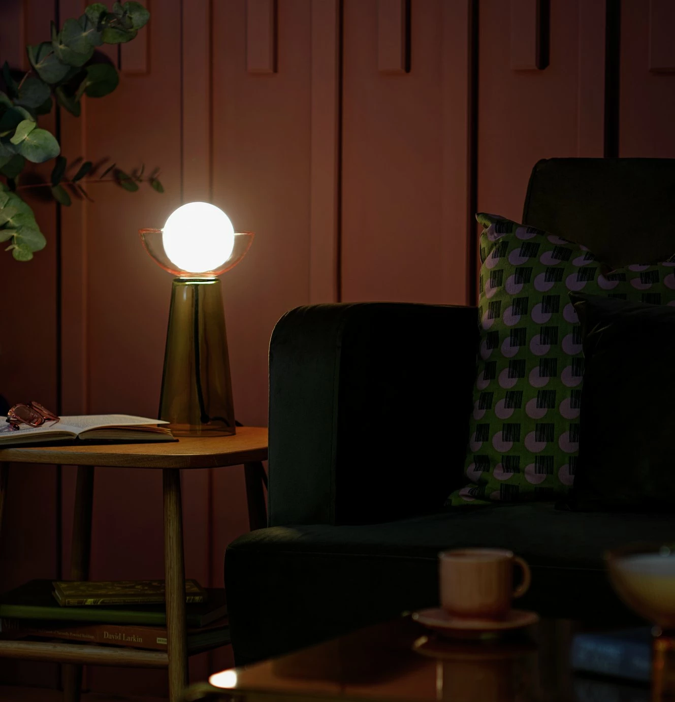 Habitat Pictor Tinted Glass Table Lamp - Green 1 Habitat Pictor Tinted Glass Table Lamp - Green