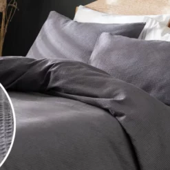 Habitat Cotton Waffle Plain Charcoal Bedding Set - Single -Habitat Sales Store 9625211 R Z005A