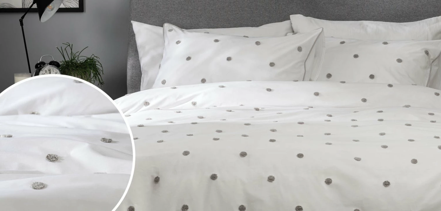 Habitat Tufted Spot White & Grey Bedding Set - Single 5 Habitat Tufted Spot White & Grey Bedding Set - Single - Image 5