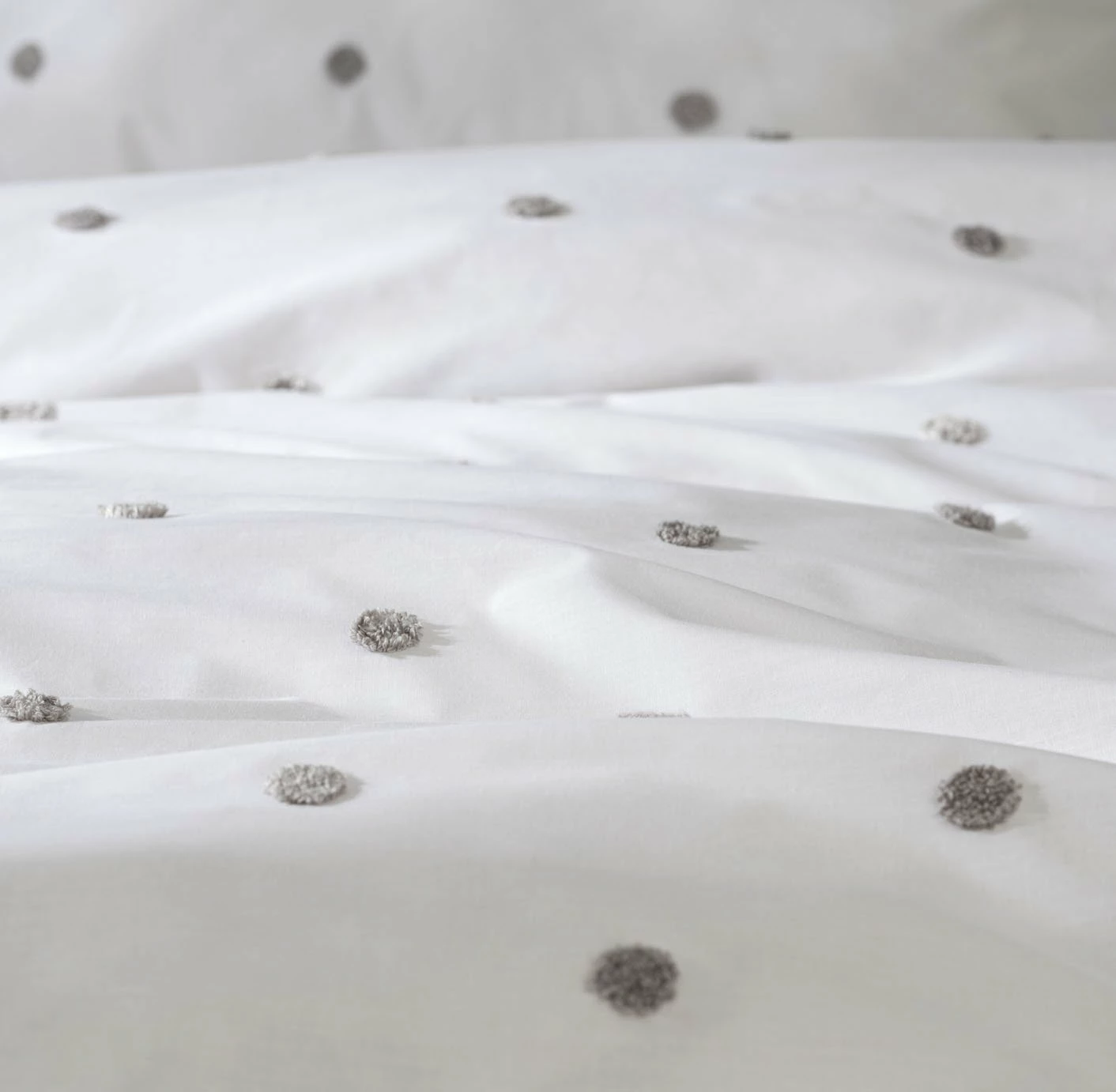 Habitat Tufted Spot White & Grey Bedding Set - Single 6 Habitat Tufted Spot White & Grey Bedding Set - Single - Image 6