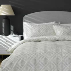 Habitat Cotton 200TC Geo Silver & Cream Bedding Set - Single