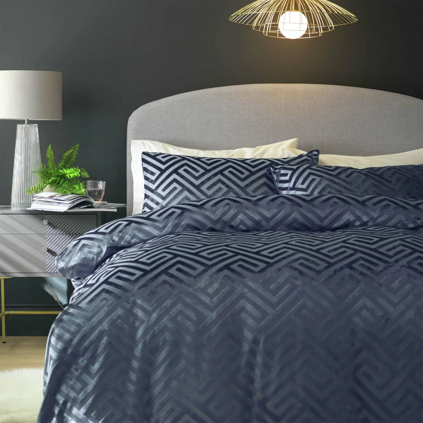 Habitat Velvet Geo Navy Bedding Set - Single 1 Habitat Velvet Geo Navy Bedding Set - Single